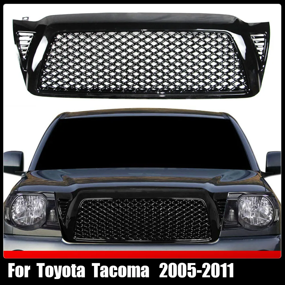 

Racing Grille Grills Mesh Front Bumper Grilles ABS Gloss Black Radiator Trim Cover Modified For Toyota Tacoma 2005-2011