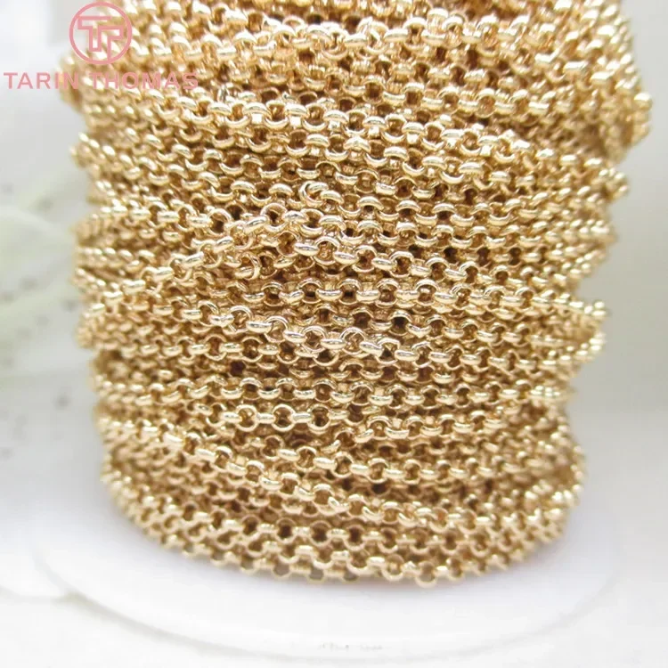 (4292) 2 metri 2MM 2.5MM 3MM 24K Champagne color oro ottone placcato catene a maglie rotonde catene per collane accessori di gioielli di qualità