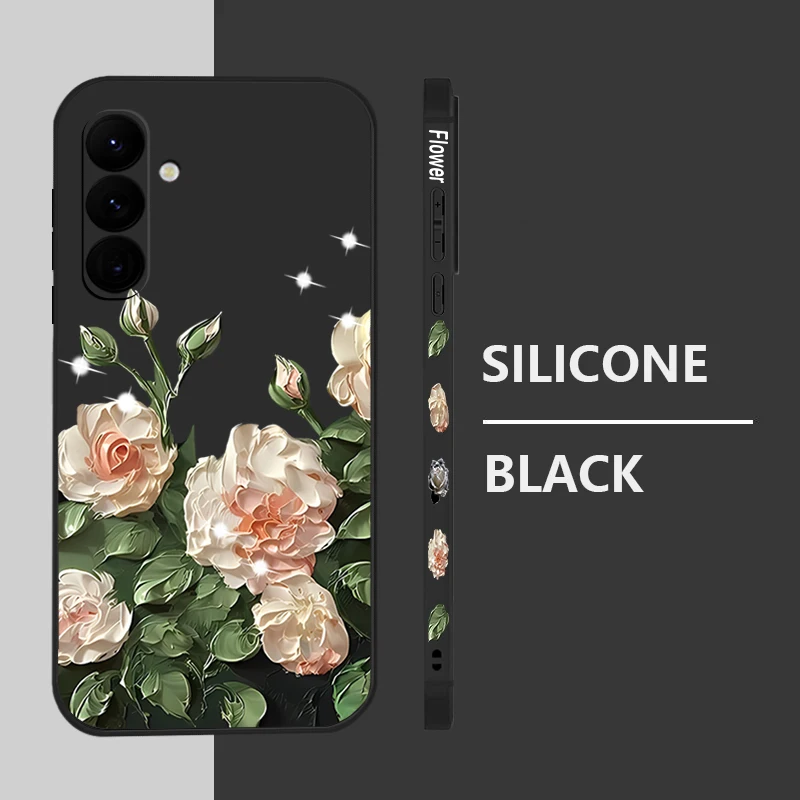 Oil Painting Flower Phone Case For Samsung Galaxy A56 A17 A16 A36 A55 A54 A15 5G S25 S24 S22 S23 Ultra S23 Plus S24 FE TPU Cover
