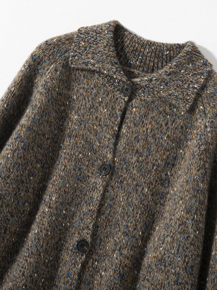 

Woman Clothes 100%Cashmere Cardigan Soft Warm Autumn Winter Thick Retro Colorful Thread Knitted Sweater Casual Female Clothing
