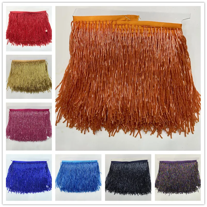 

5meters/lot Tassels Lace Bead Fringe Trim 15 Cm Wide DIY Latin Dance Dance Stage Performance Decoration Lace Ribbon