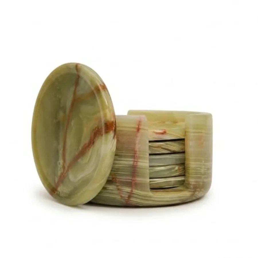

Marble Coasters Set of 6 with Holder, 3.5 Inch Round Drink Coasters for Tabletop and Coffee Table Decor