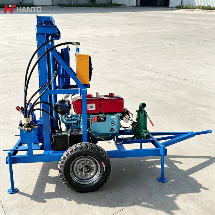 Water Well Drilling Rig Portable 25HP Diesel Dual Hydraulic with 6 Ton Lift and 1000Nm Torque for 150m Depth Borehole