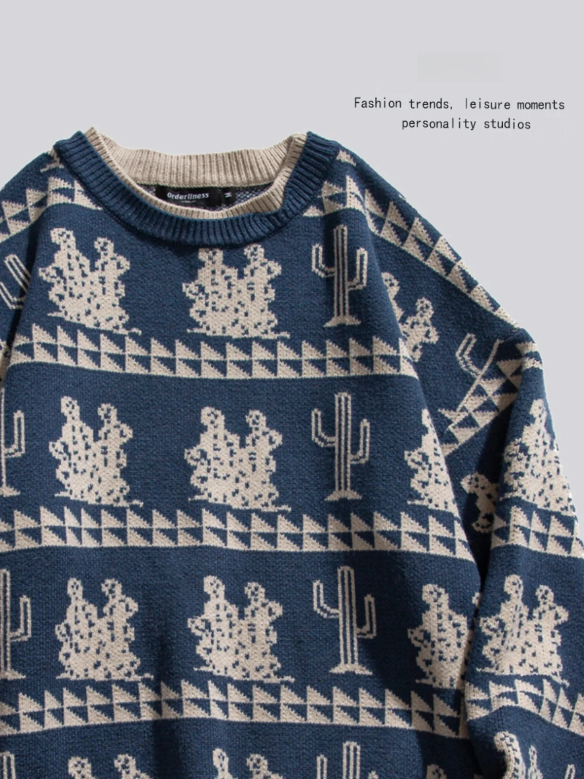 

ANXIE Свободный трикотажный джемпер на весну-осень, винтажный, с круглым вырезом, абсолютно новый, модный дизайн с небольшими элементами декора