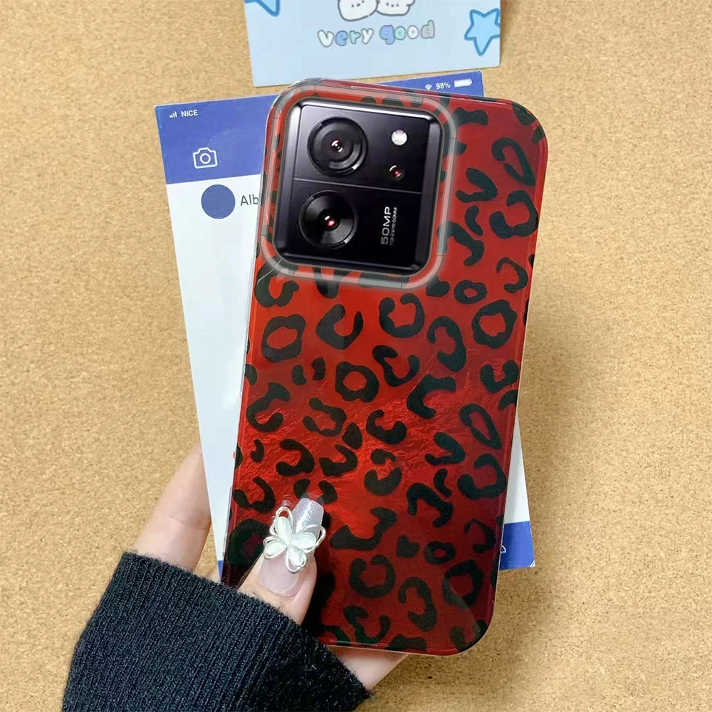 Luxus Red Leopard Frauen Gilrs Für Xiaomi Mi 11 Lite NE 13T 14T Pro 5G Poco X5 X6 M6 C75 C71 C65 C61 M5S Telefon Fall Shell Cover