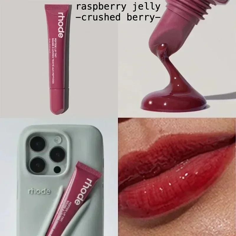 Rhode brillo de labios brillo de labios regordete hidratante esmalte de labios esencia Gel aceite lápiz labial espejo vidrio maquillaje de larga duración chica