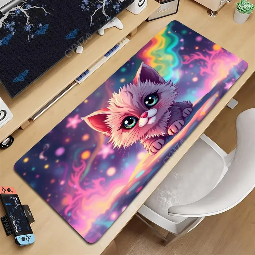 Kawaii القط التوضيح ماوس الوسادة حصيرة مكتبية الألعاب الحصير المضادة للانزلاق دائم مكتب الملحقات لوحة المفاتيح منصات سطح المكتب maus الوسادة البساط #3