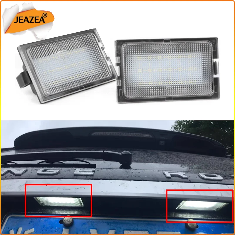 

JEAZEA 2pcs LED 12V Car License Plate Light For Land Rover Discovery 3 4 LR3 LR4 Freelander 2 LR2 Range Rover Sport