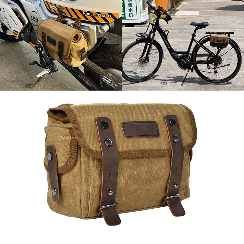 

Motorcycle Saddle Bag Waterproof Motorbike Side Bag Large Capacity Saddlebags Canva Motorcycle Backpack Vintage