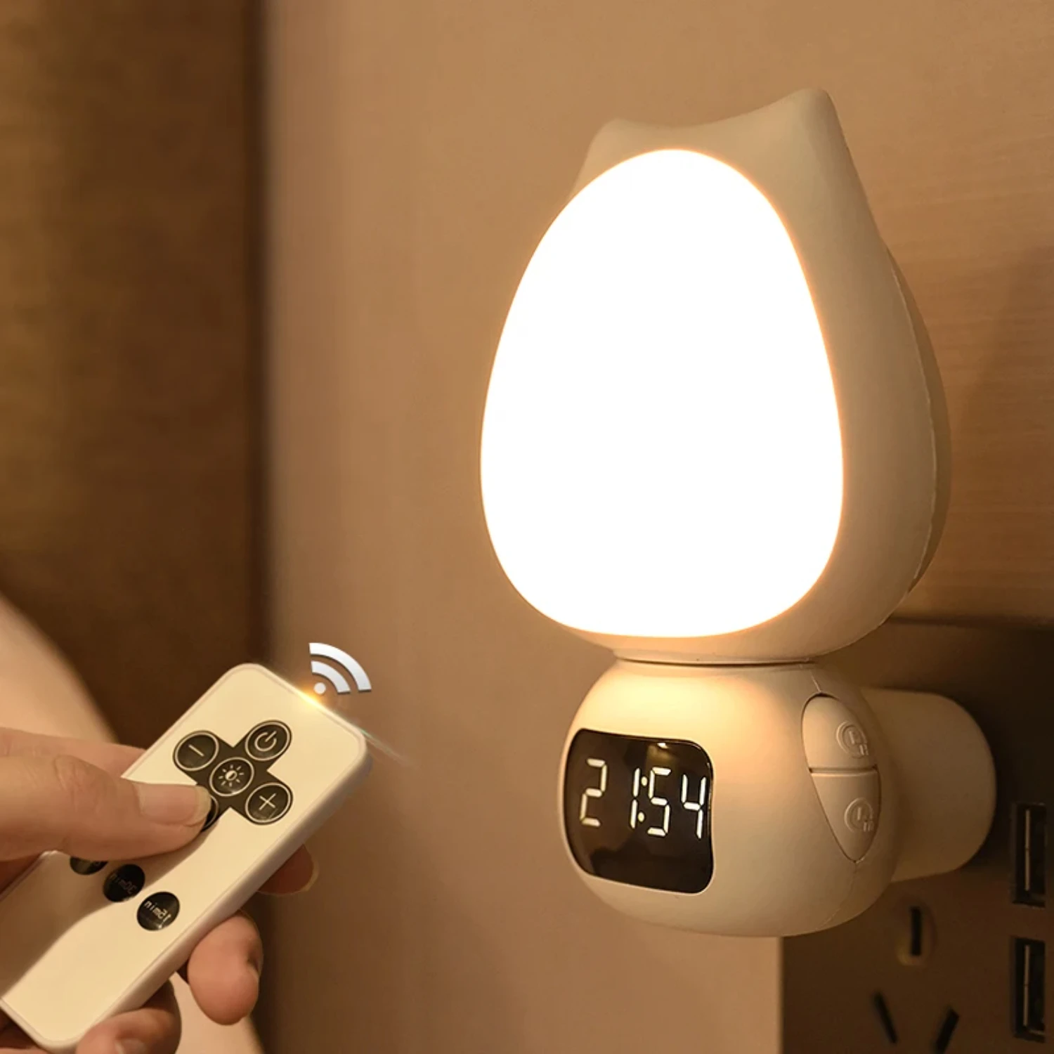 Mini LED Digital Table Clock Cute Child Multifunctional 3Color Night Light Stepless Dimming Bedroom Bedside Lamp For Home Living