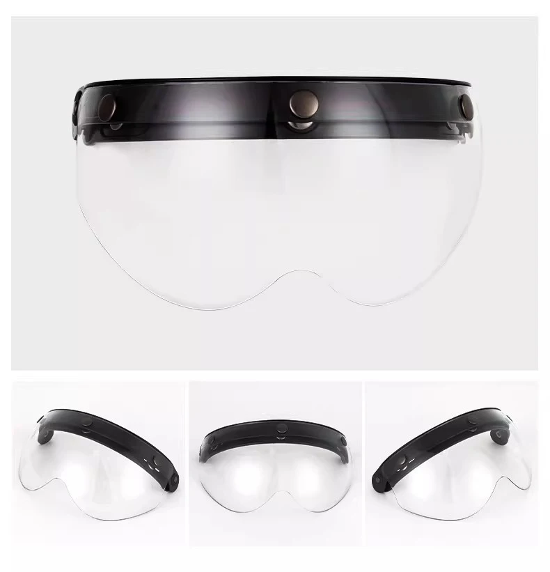 Universelles 3-Schnapp-Visier für Motorrad-Halbschalenhelme, Windschutz, hochklappbare Linse, Sonnenbrille, Halbschalenhelm-Visier, Windschutz – Detail 7