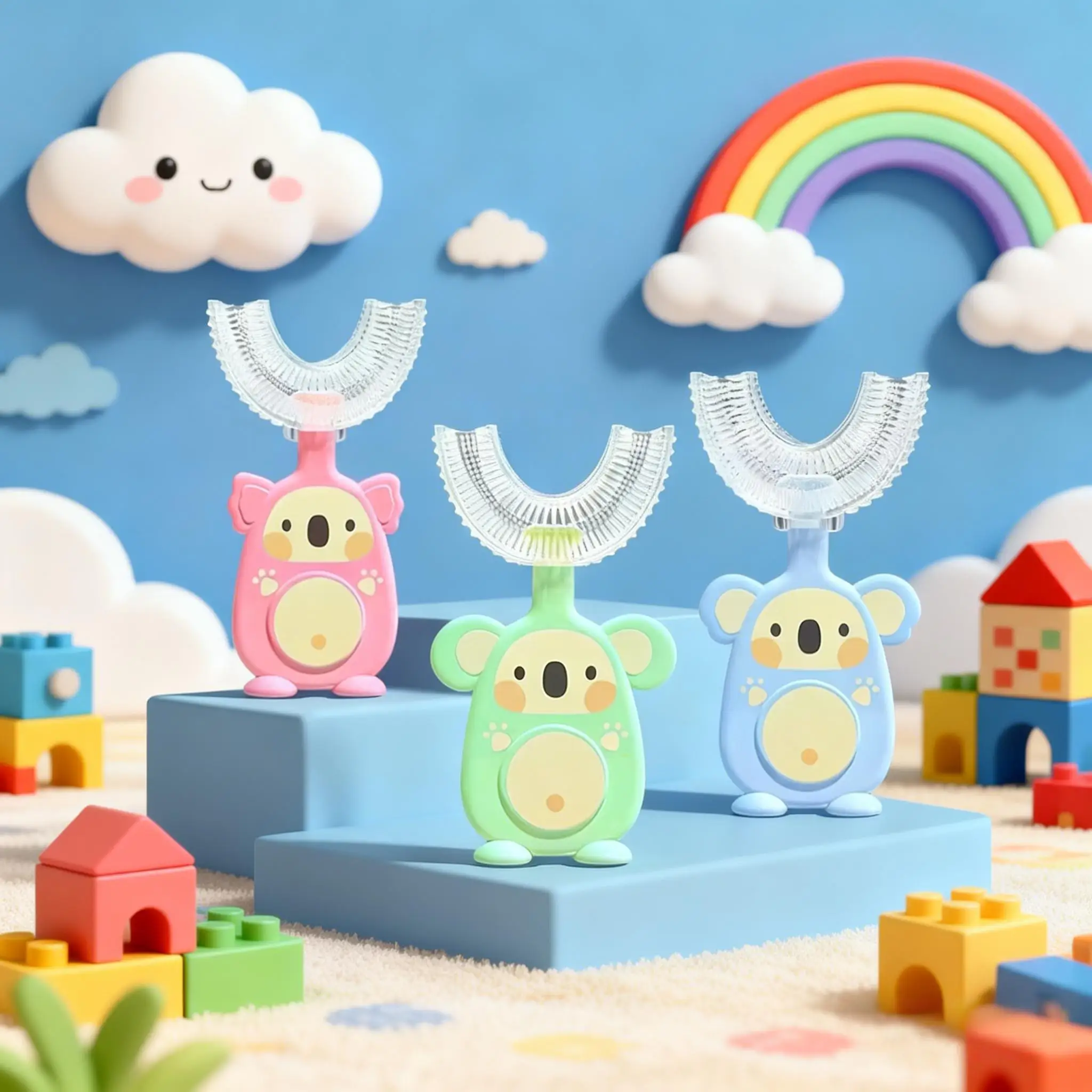 

Силиконовая U-образная детская зубная щетка, подходящая для детей 0-6 лет, двусторонняя, практичный подарок, уход за полостью рта детей