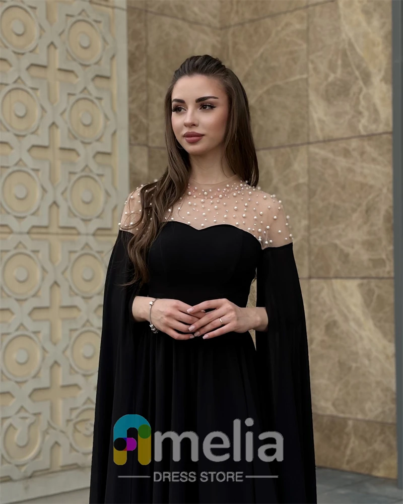 Amelia Elegant Party Dresses Woman A-Line O Neck Chiffon Evening Prom Dresses for Special Occasions Formal Gowns For Dubai 2024