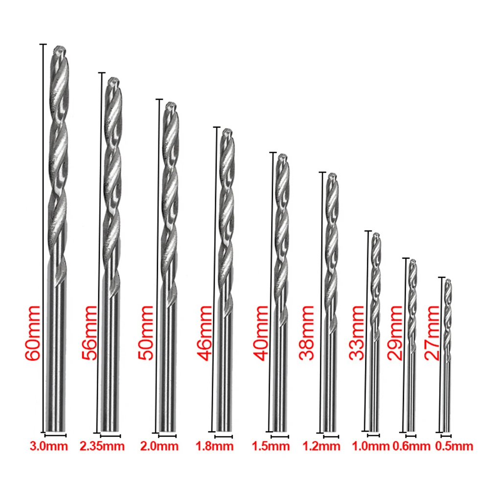 10 pz/25 pz codolo tondo Twist Drill acciaio ad alta velocità Twist Bit Straight Shank Bit strumento per la lavorazione del legno 0.5-3mm