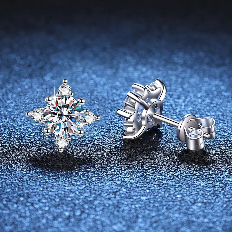 

1ct 6.5mm D Color Moissanite Earrings 925 Sterling Silver with White Gold Plated Stud Earring Wedding Jewelry for Women