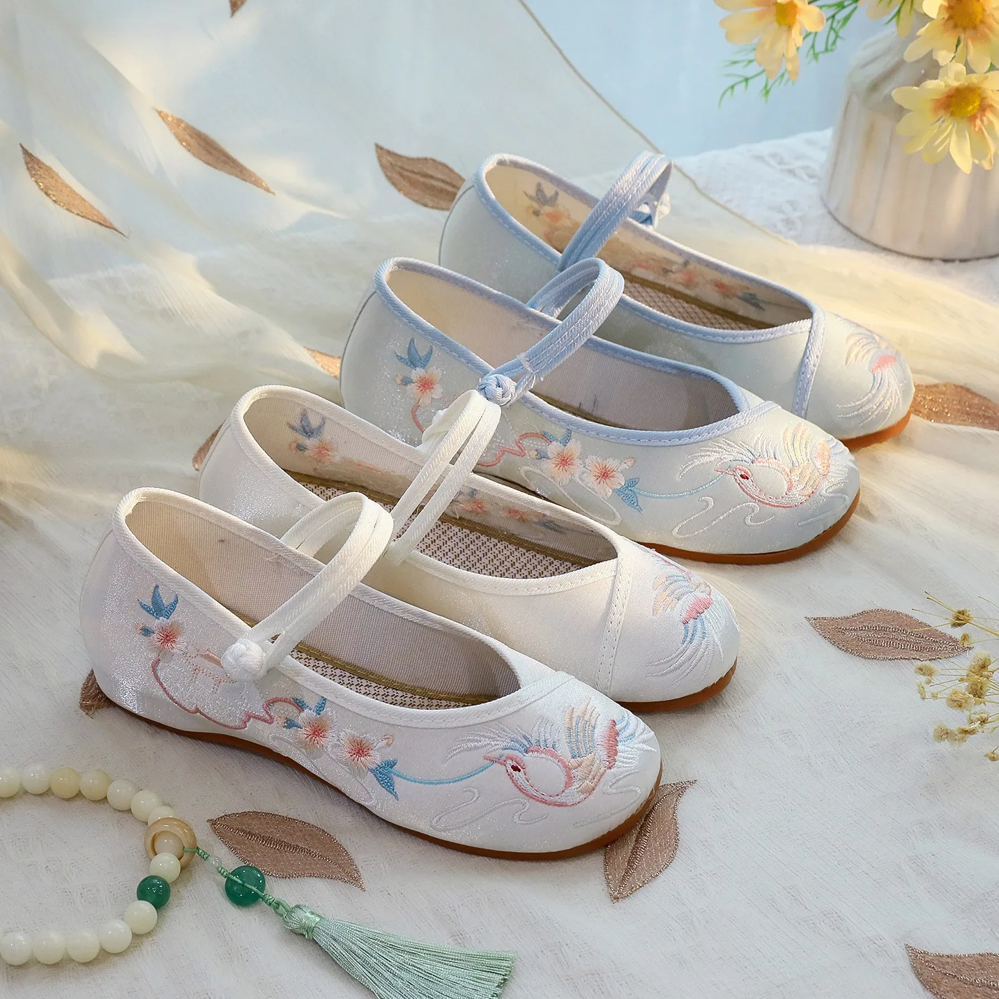 

Женские тканевые туфли в этническом стиле с вышивкой, на мягкой подошве из бычьего сухожилия, для танцев и китайской одежды (Хань)