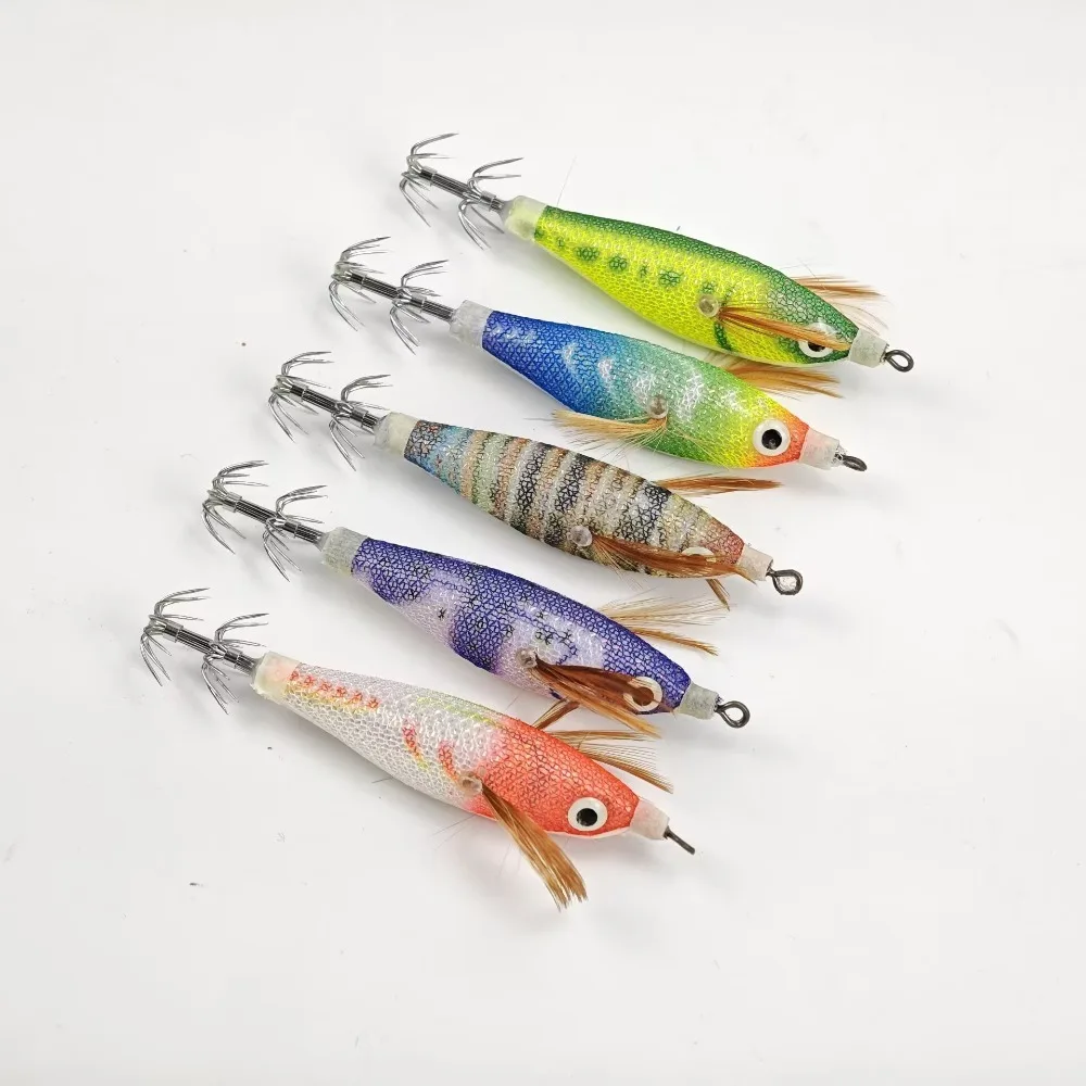 5pcs Glow in The Dark Horizontal Squid Jig 8.5cm UV Reflective Lure Sinking Egi Bait for Night Fishing Octopus Saltwater Tackle view 6