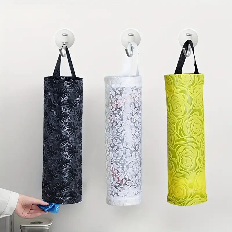 3Pcs Hanging Storage Dispensers Breathable Washable Hanging Mesh Garbage Bag Organizer for Kitchen Plastic Bag Storage