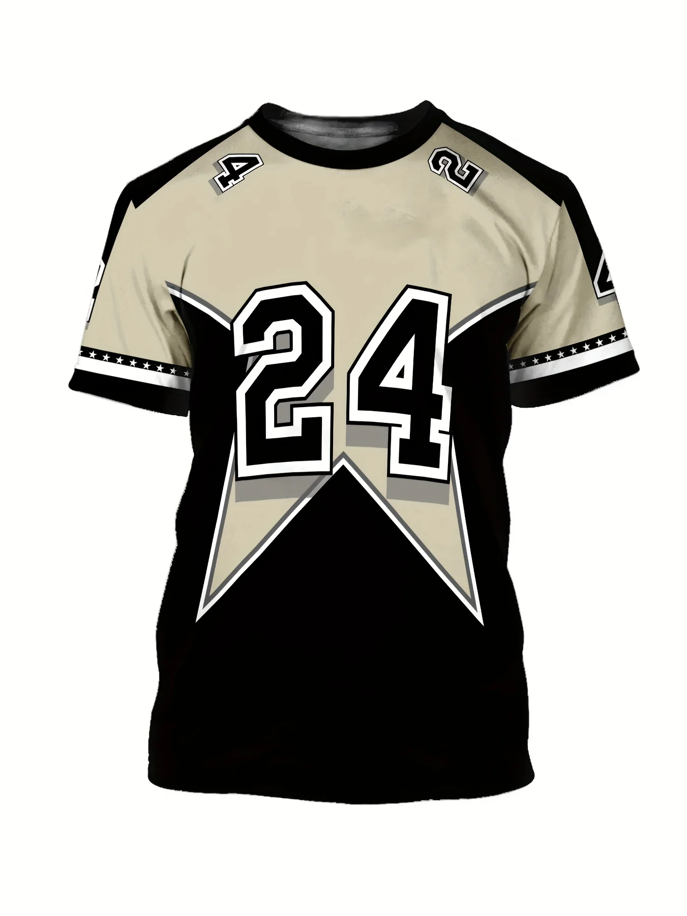 2025 Summer Fashion and Leisure 24 Star Pattern 3D Printed Men's and Women's Same Style Children's Sports Short Sleeve