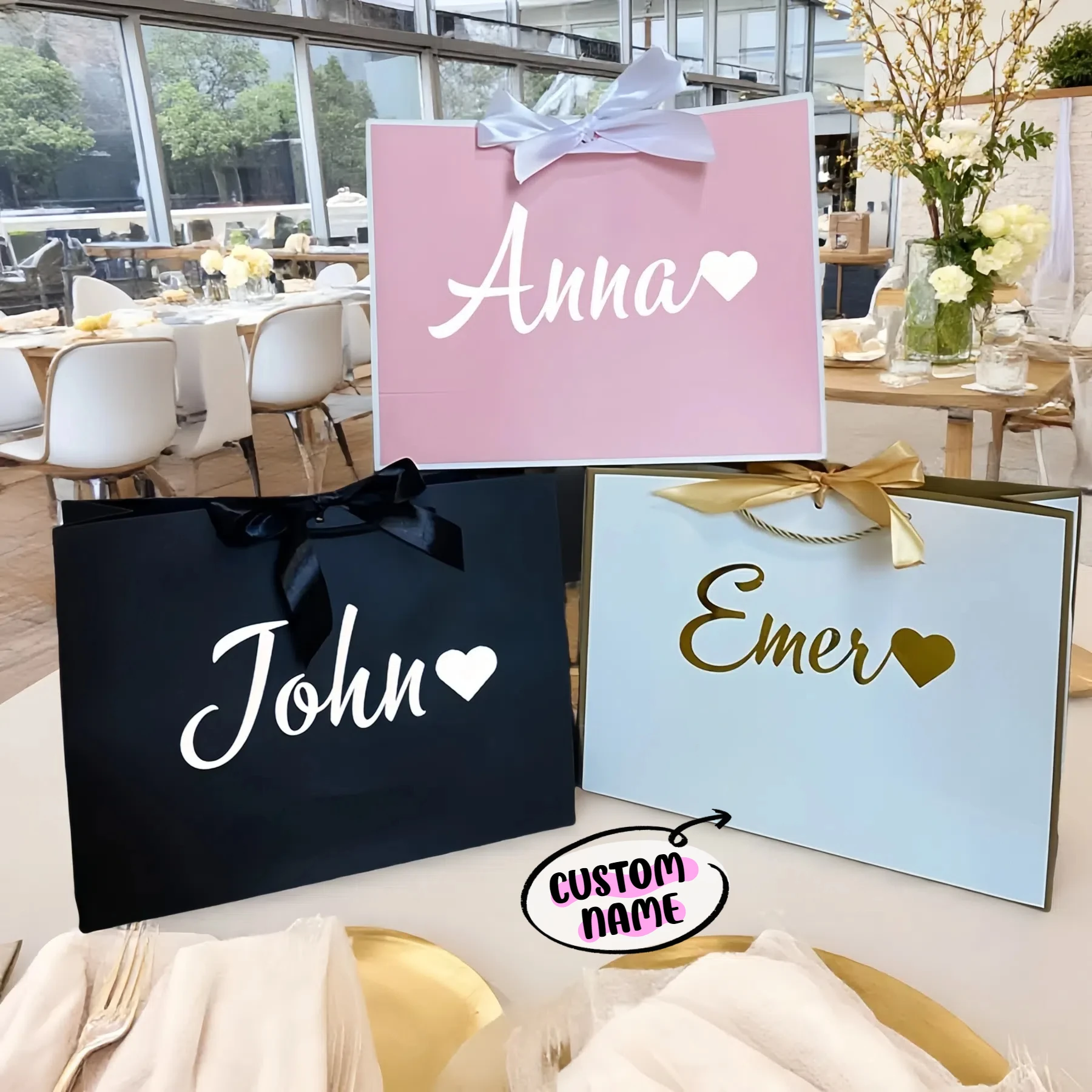 

Personization Name Wedding Gifts Paper Bags Valentine's Day Package Gifts Bags Eid Mubarak Happy Ramadan Gitfs Bags