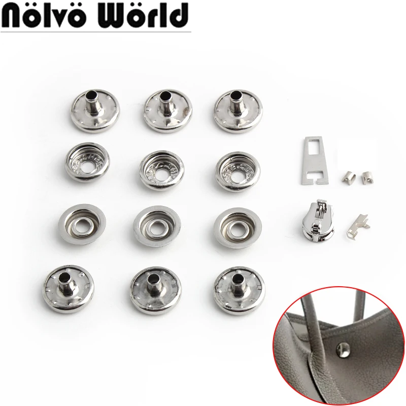 

1/3/10Sets Stainless Steel Metal Press Button Fastener Stud For Leather Shoulder Bag Snap Buttons With Zipper Sewing Accessories