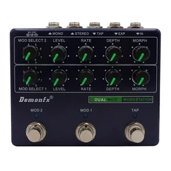 Demonfx High Quality NEW Hand-Made Dual MOD Workstation Professional Phaser Delay Reverb Guitar Effects Pedal Two 8 Models