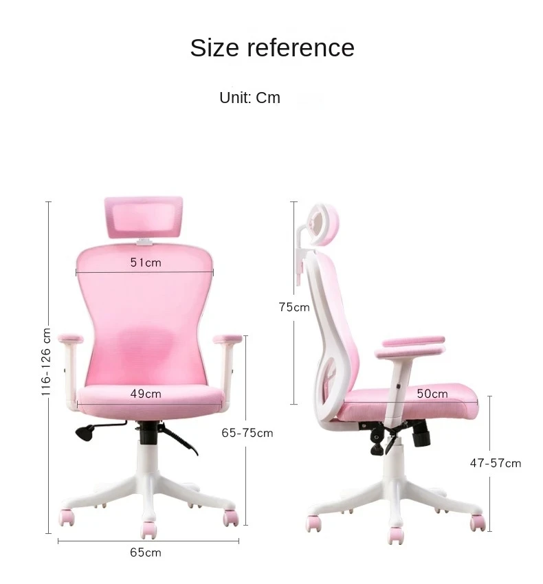 Pink Nylon Foot Ergonomic Minimalist Gaming Chair Student Bedroom Sofa Swivel Mesh Breathable Boss Office Lift Armchair Cadeira