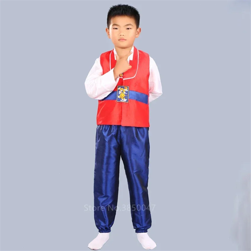 2025 أطفال الهانبوك التقليدية الكورية زي بيبي بوي الملابس الآسيوية الرجعية الرقص الزي الأطفال العرقية نمط الأداء تأثيري P