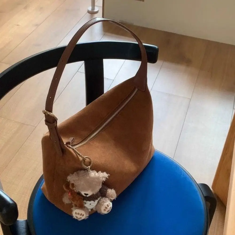 Simple Handbag Suede Shoulder Bag Large Capacity Solid Color Ladies Crossbody Bag Korean Style Fashion Tote Bag Holiday