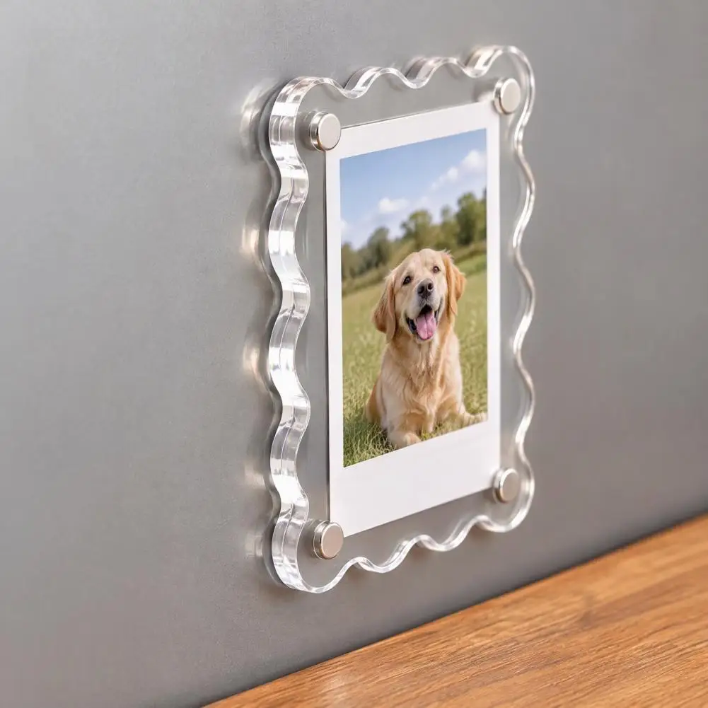 Magnetic Picture Frames 10 Pairs Acrylic Photo Frame Magnets for Fridge Magnetic Picture Holders with Scalloped Edges