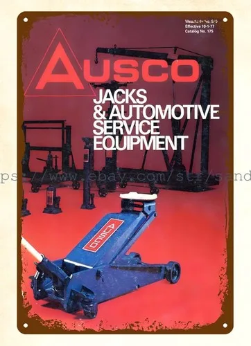 1977 Ausco Jacks & Automotive Service Equipment Metall-Blechschilder, Schilder