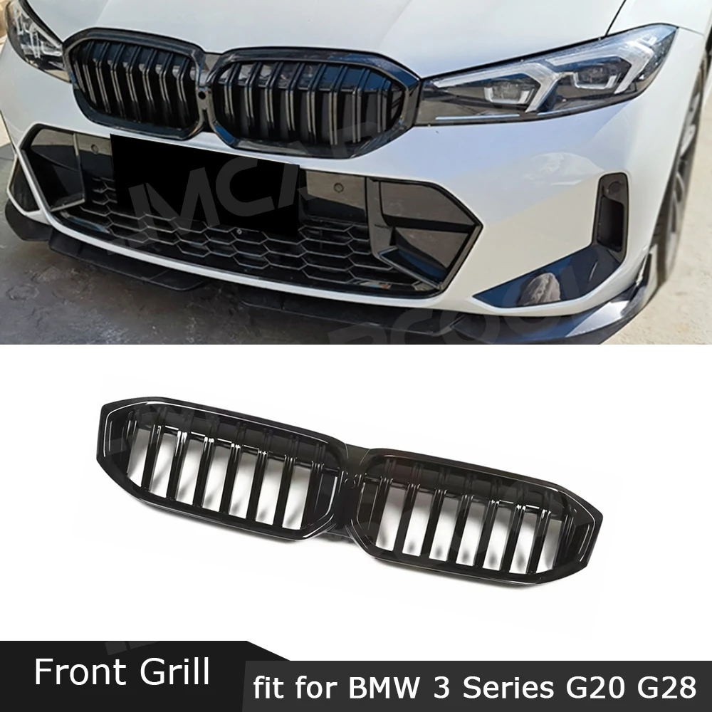 

JMCARCOOL For BMW 3 Series G20 G28 2023+ Mesh Grill Frame Racing Grills Front Bumper FogLamp Air Vent Cover Trim Facelift
