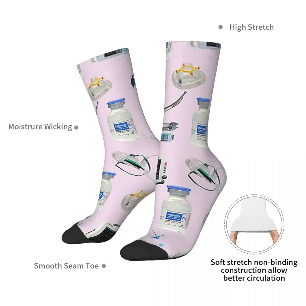 Tools Of The Trade PALE PINK Anesthesia Anaesthesia Socks Harajuku Soft Stockings All Season Long Socks for Man's Woman's Gifts