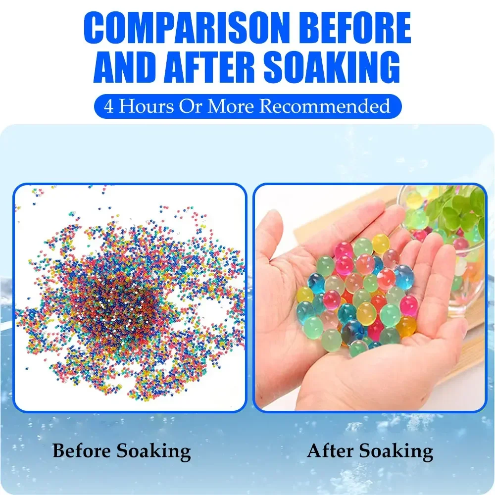 50000PCS 7-8mm Gel Balls Gun Water Beads Refill Ammo Non-Toxic Gel Balls for Splatter Blaster Kids Toy Growing Water