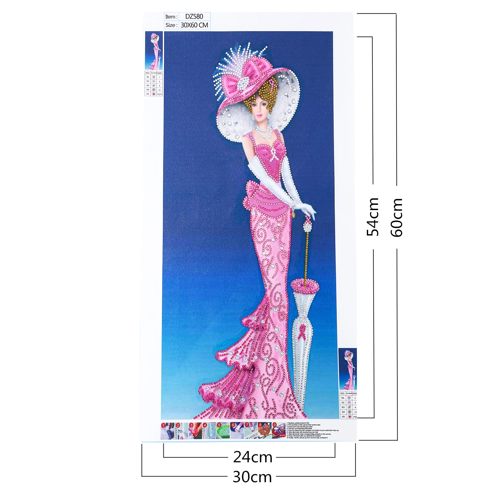 1 pz/set fai da te grandi immagini di arte del diamante per adulti 30cm * 60cm vestito di strass di cristallo signora kit di pittura diamante per