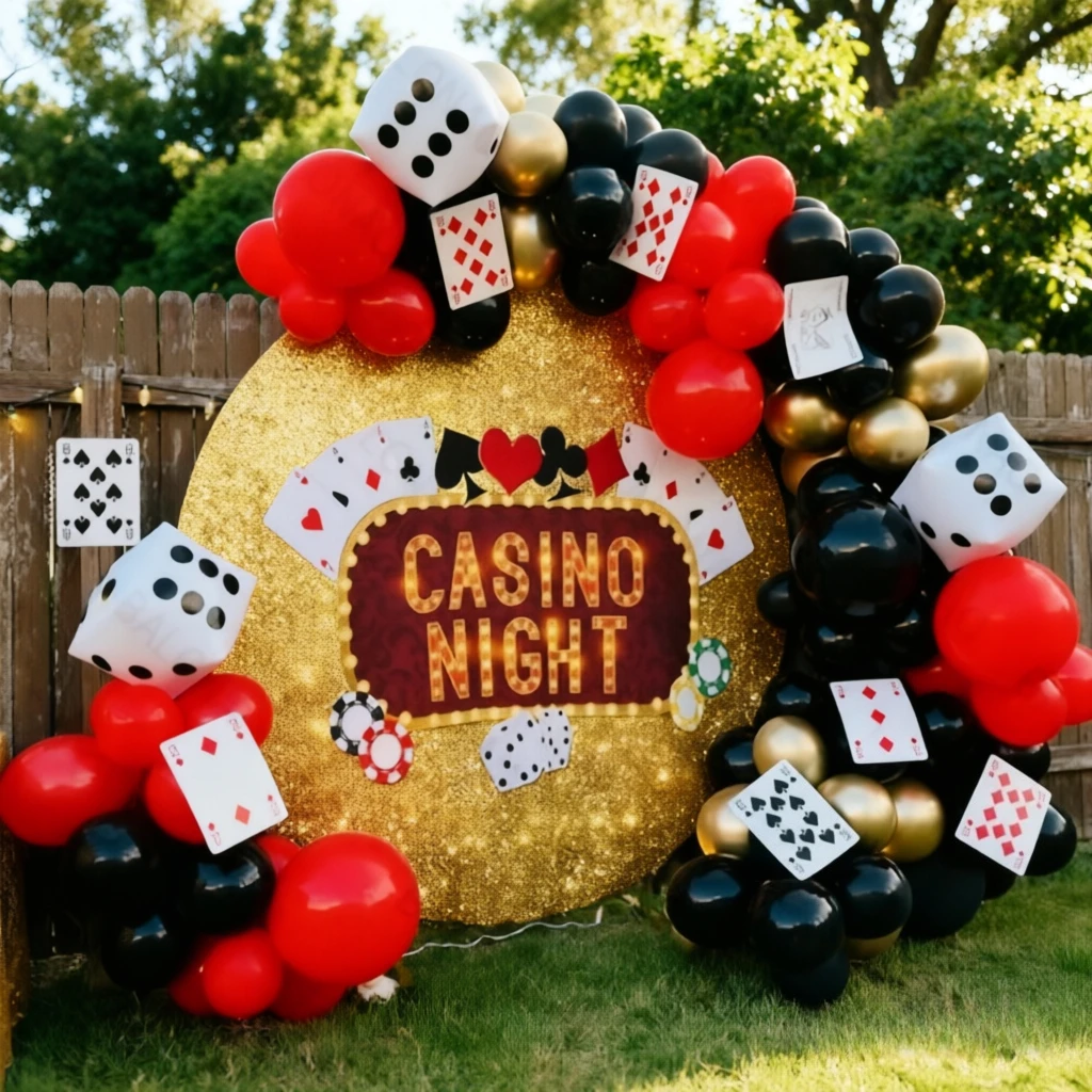 93 Stück Würfel-Ballons, Spielkarten, Folienballons, Casino-Party, Geburtstagsdekoration, Las-Vegas-Party, Poker-Themenparty