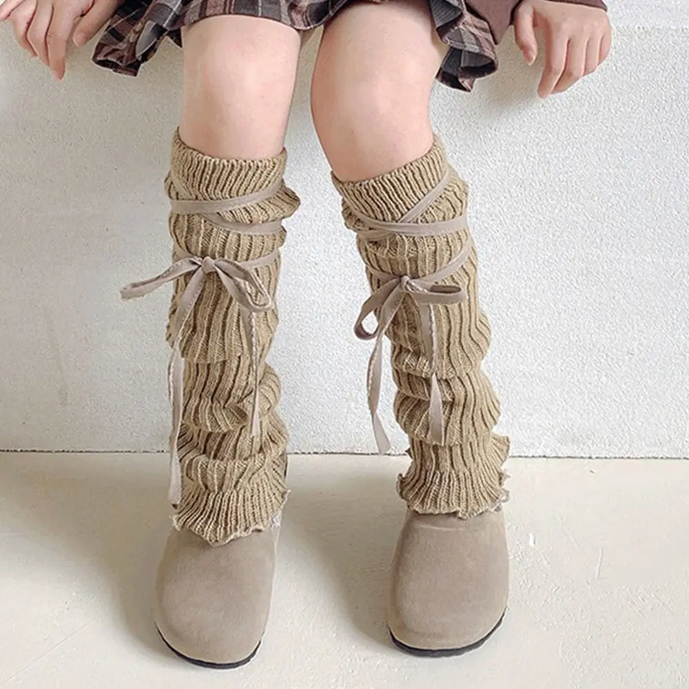 Korean Style Solid Color Lace Leg Warmers Knitted Lace Trim Foot Cover Elastic Soft Fabric Lolita Style Socks Winter Season
