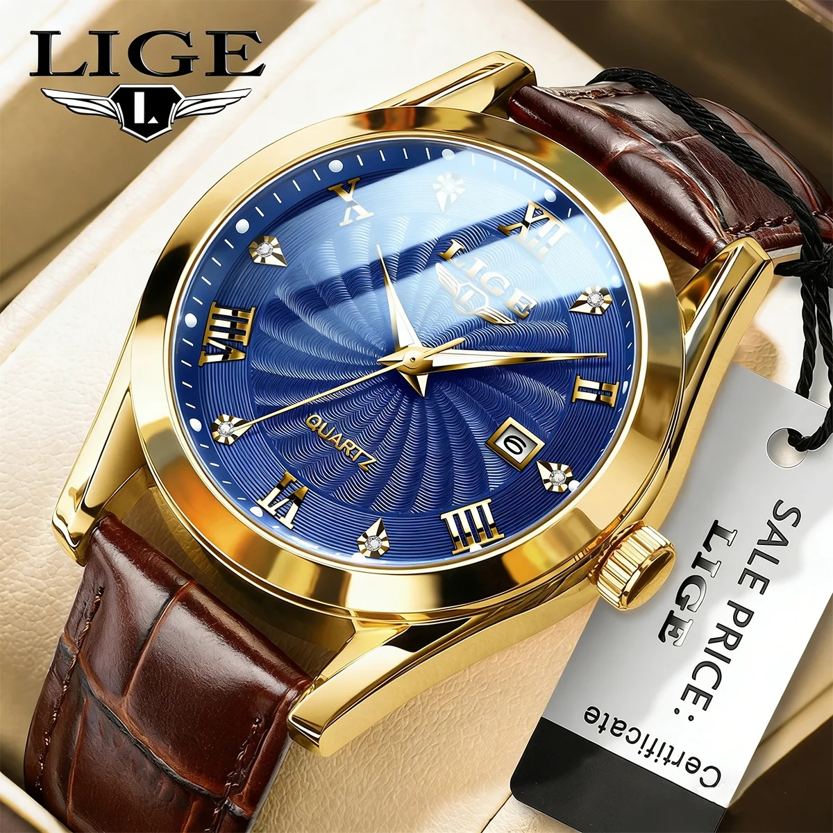 

LIGE 2026 Quartz Watch For Women Fashion Brown Leather Waterproof Luminous Watch Women Casual Ladies Sport Watch Reloj Mujer
