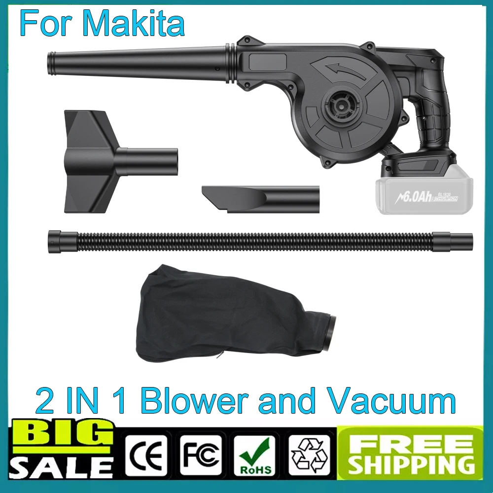 

Cordless Blower Air For Makita 18V Tool Battery Blower Air Portable 2 IN 1 Blower and Vacuum For Computer Host Engine Cleaning