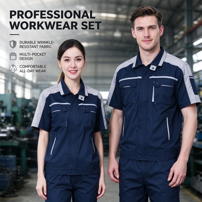 combinaison-de-travail-unisexe-a-manches-courtes-pour-l'ete-vetements-de-travail-tenue-de-travail-uniforme-logo-personnalisable