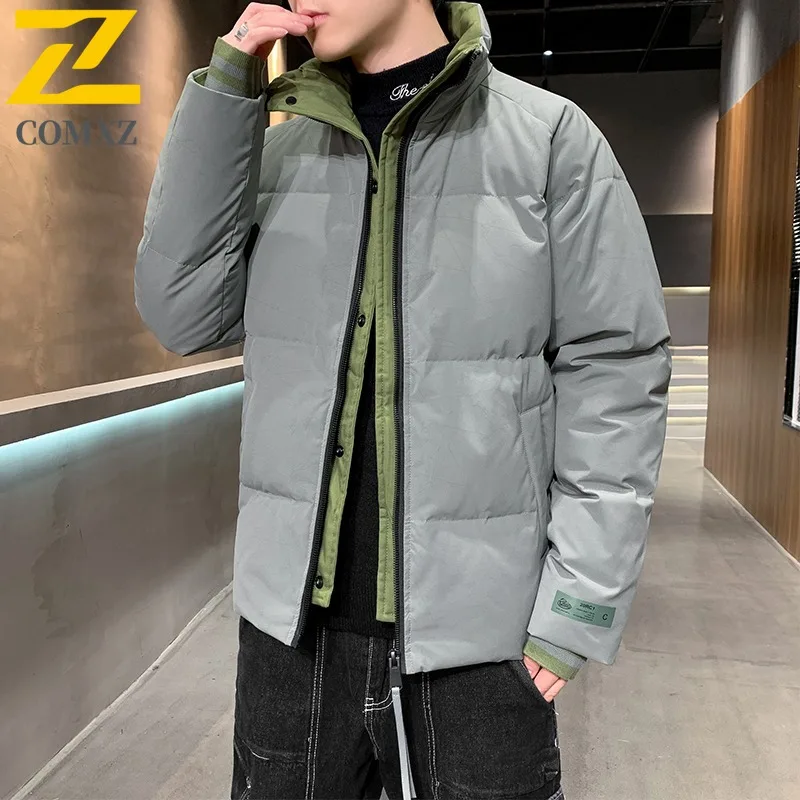 COMXZ Men Cotton-Padded Jacket Thickened Warm Snow Travel Windproof Warm Ski Puffer Jacket Loose Street Classic Winter Jackets