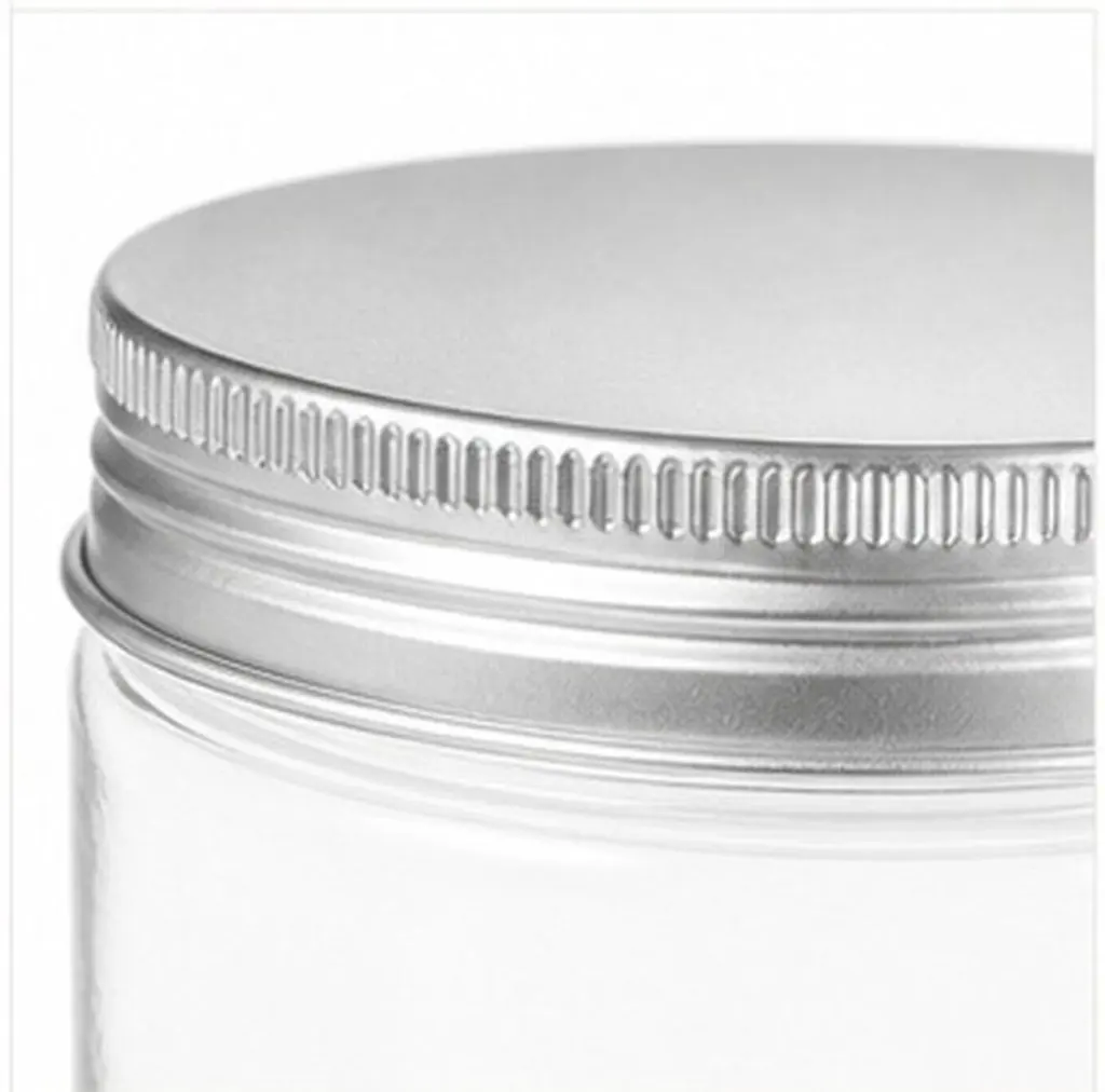 4Pcs Clear Plastic Jars Silver Aluminum Lid Mini Wide Mouth Containers Cylinder Food Storage Canisters Kitchen Candy Dry Food view 6
