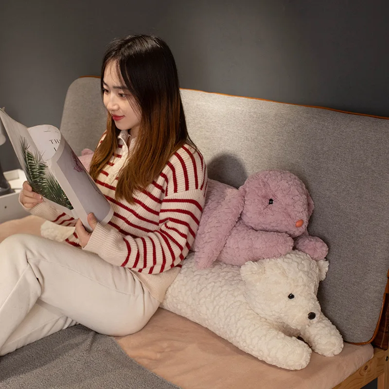 Almohada larga suave de tamaño gigante para niños y niñas, cojín de felpa de conejo, oso de peluche, regalos populares de cumpleaños, 90/120CM