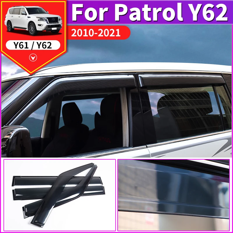 For Nissan Patrol Y62 2010-2021 Exterior Decoration Accessories Windows Vent Visor,Car Window Flow Deflector Car Body Kit