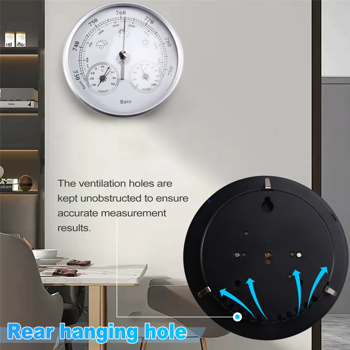 【Hot&Price】2PCS Wander Cloudly Barometer with Thermometer Hygrometer, 3 in 1 Weather Station for Weather Forecasting Instrument