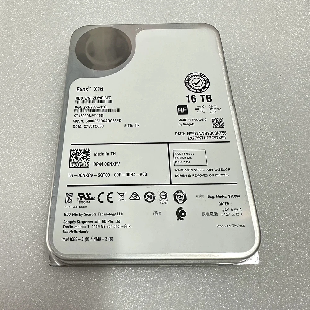 For DELL HDD ST16000NM010G 0CNXPV 16T 7.2K 3.5'' SAS 12Gb Hard Disk