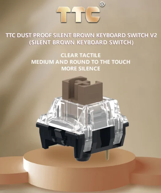 

TTC Silent Brown Switch V2 Factory Pre-lubed Clear Tactile Silent Mute Mechanical Keyboard Switch