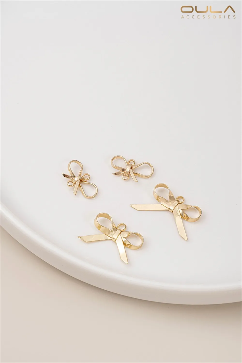 

1PCS 14K Gold-plated Double Bow Pendant Connection Piece, Diy Earrings Pendant and Hanging Piece Materials