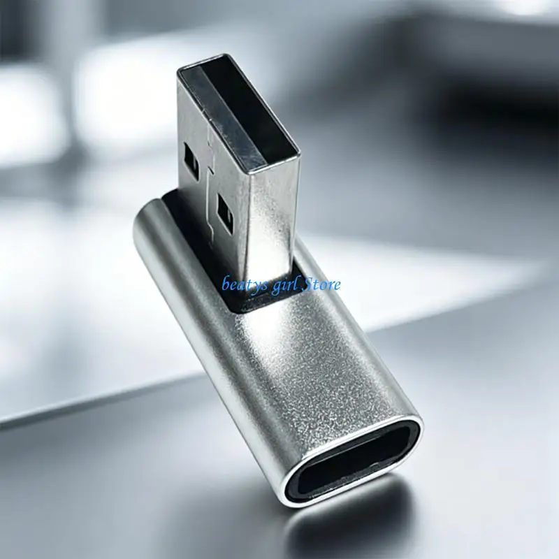 C7AB Small Form USB-A Male to USB C Female Coupler for Laptop Side Input, Desk Cable Direction Use, Daily Carry and Dock Use