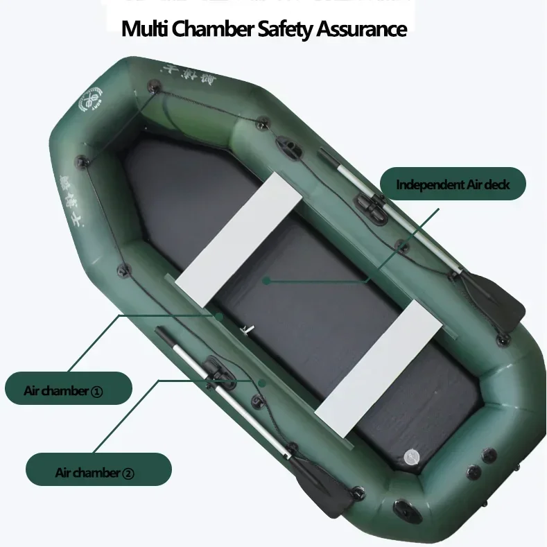 مجموعة قوارب الكاياك البلاستيكية القابلة للنفخ متعددة الحجم مكونة من 3 طبقات من مادة PVC قارب صيد مع سطح هوائي للرياضات المائية في بحيرة النهر والتجديف #2